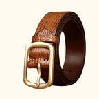 Brown men's crocodile embossed belt