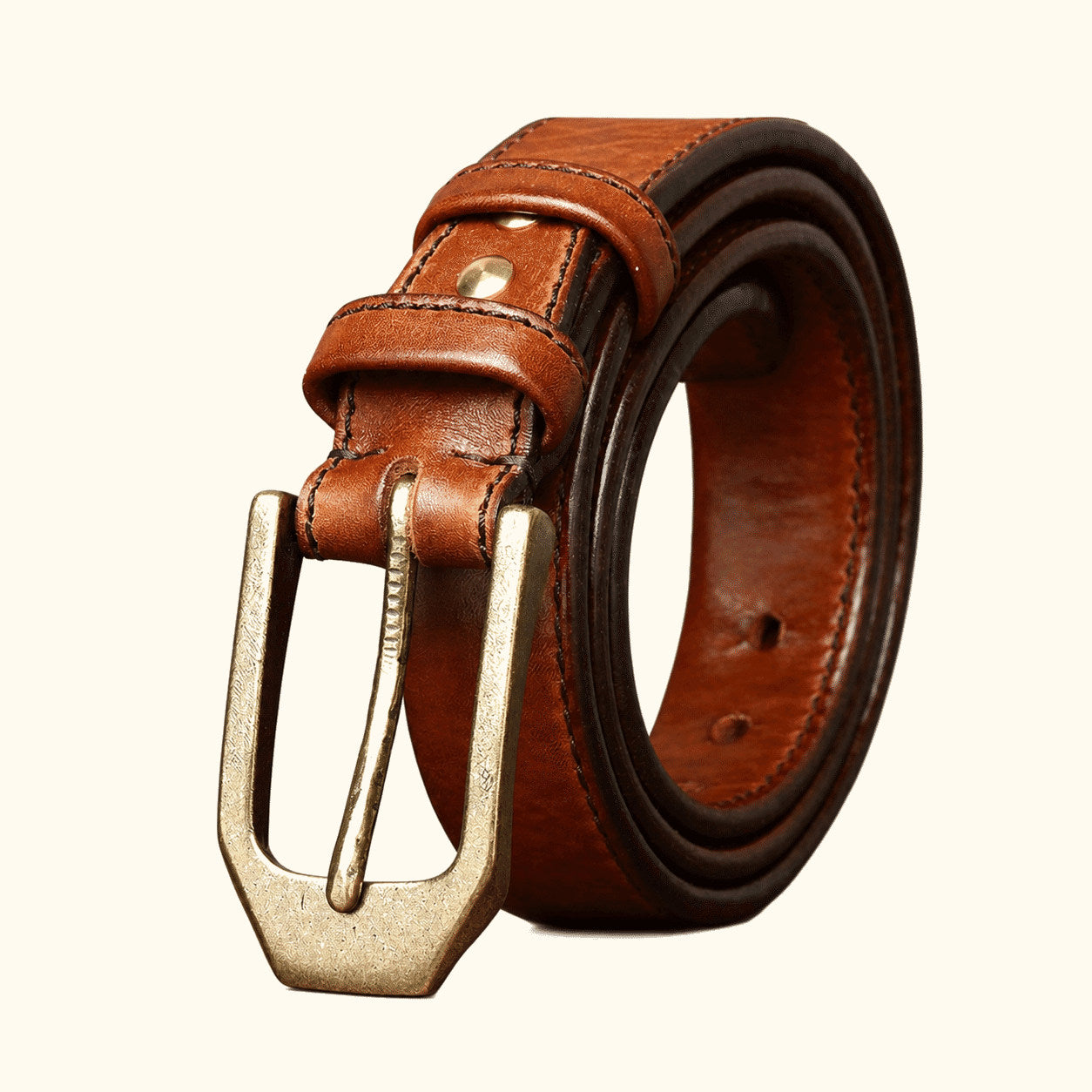 Brown men's reversible western belt