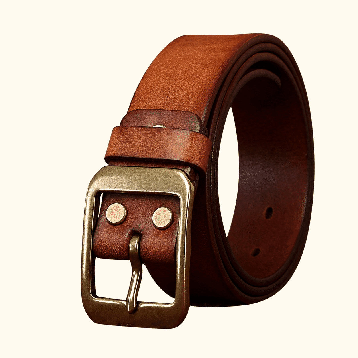 Brown men's vintage leather belt