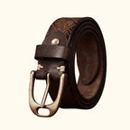 Dark brown men's diamond embossed belt