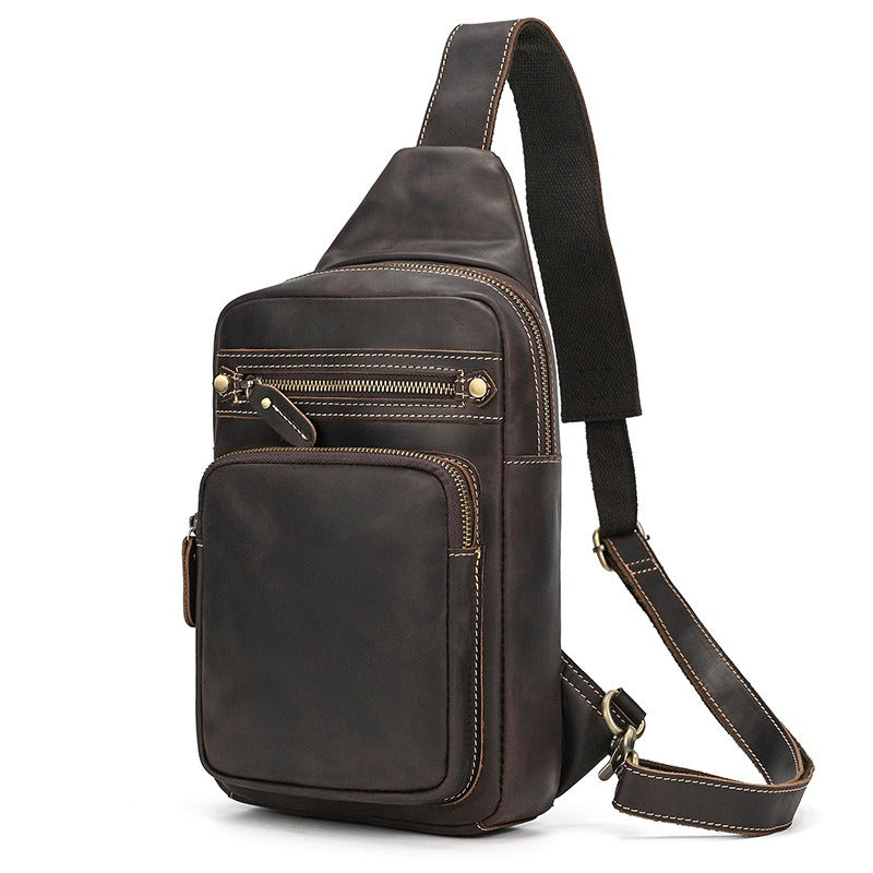 Basecamp convertible chest pack, Brown Black leather