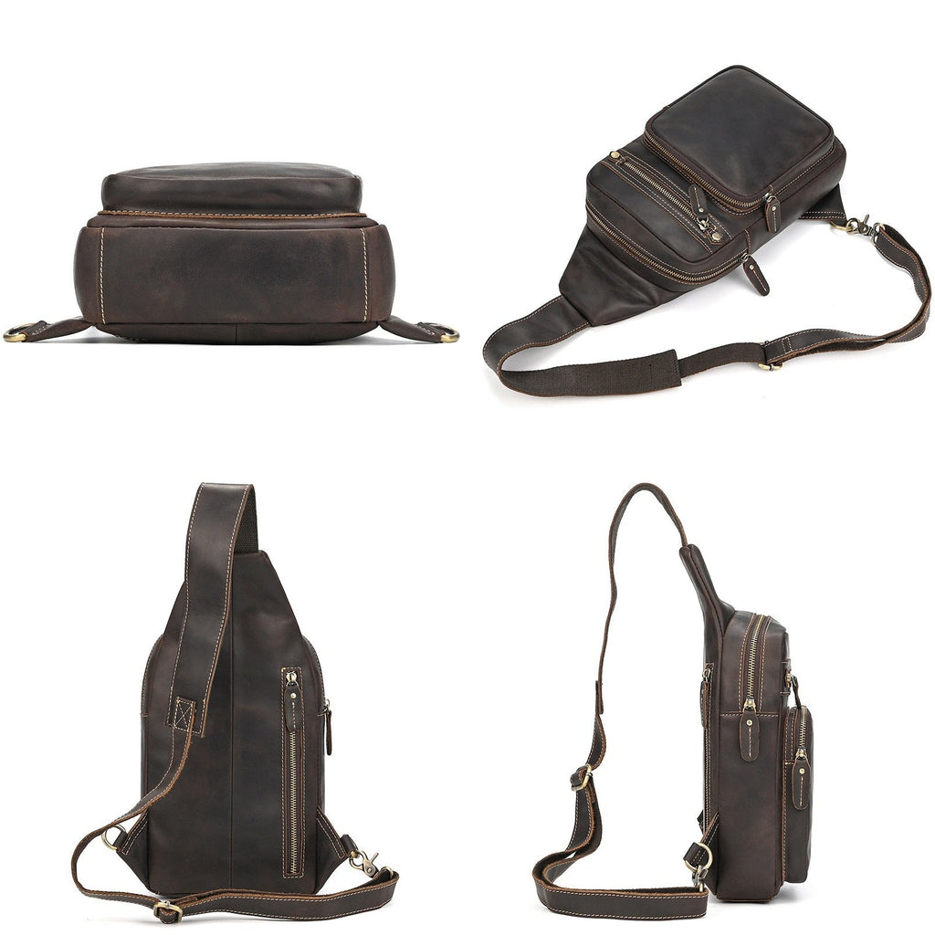 Basecamp convertible chest pack, Brown Black leather