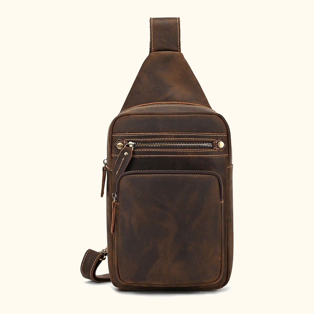 Basecamp convertible chest pack, Dark Brown leather