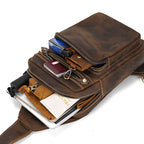 Basecamp convertible chest pack, Dark Brown leather