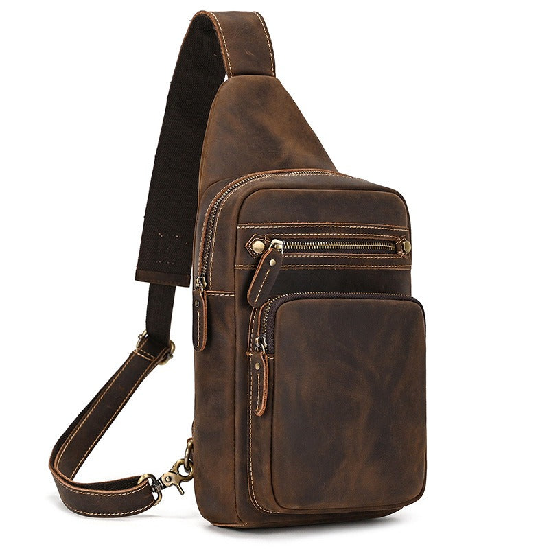 Basecamp convertible chest pack, Dark Brown leather