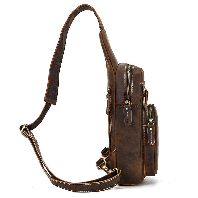 Basecamp convertible chest pack, Dark Brown leather