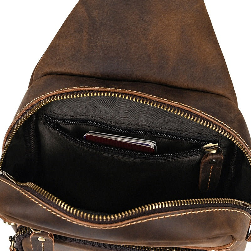 Basecamp convertible chest pack, Dark Brown leather