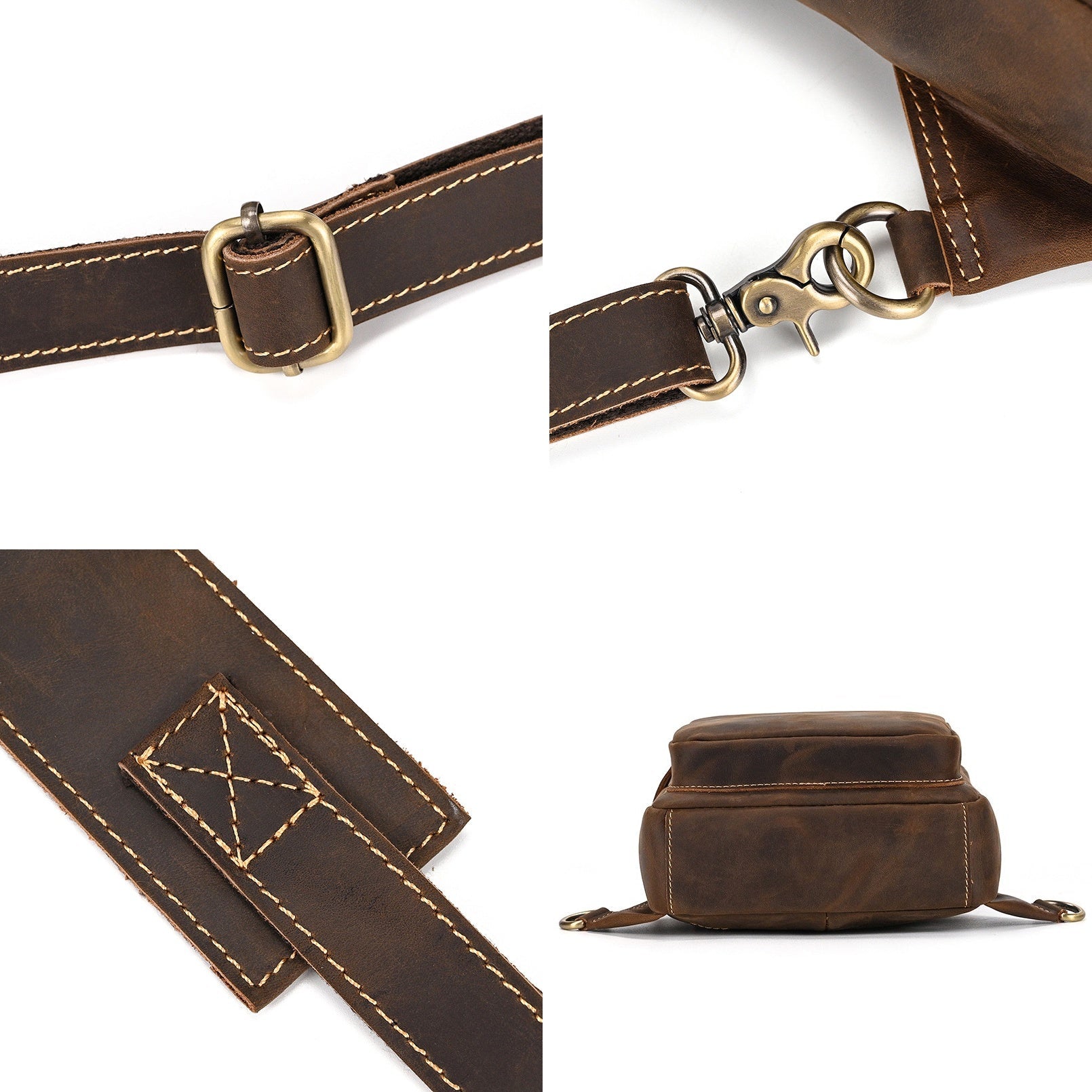 Basecamp convertible chest pack, Dark Brown leather
