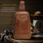 Attache day sling bag, Brown leather