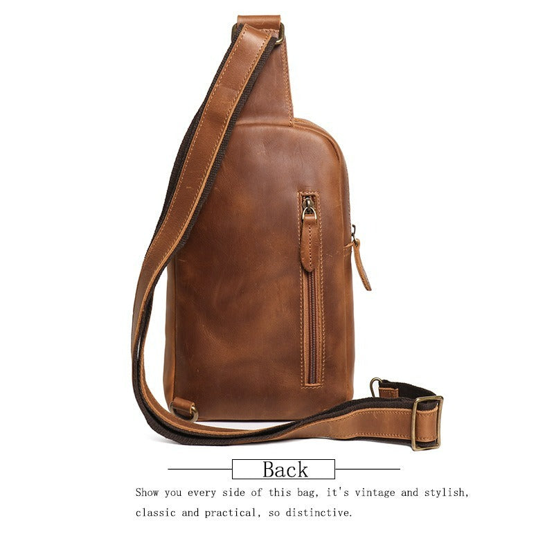 Attache day sling bag, Brown leather