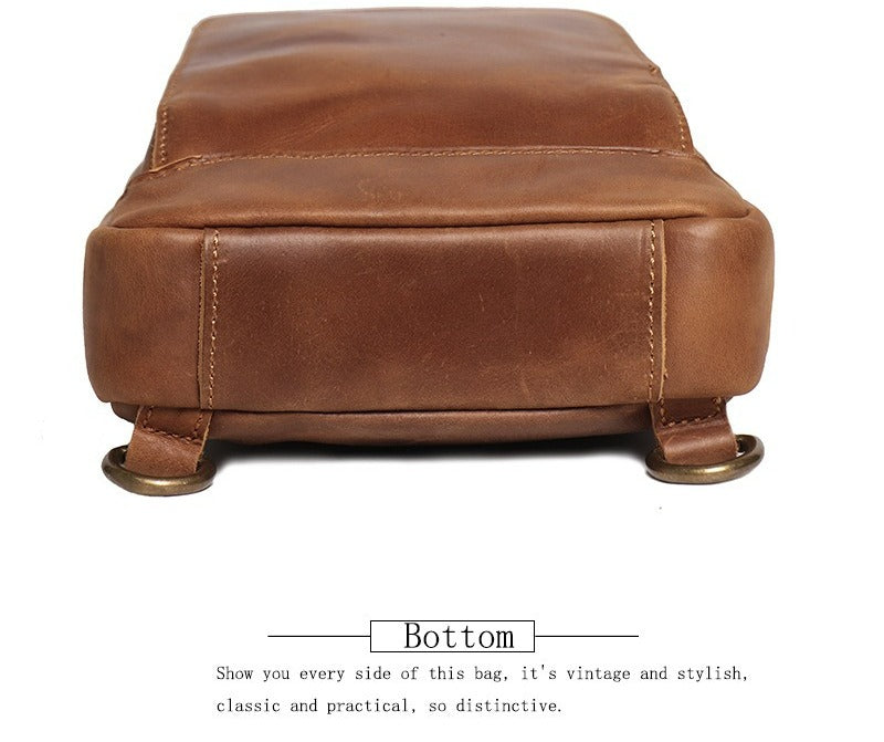 Attache day sling bag, Brown leather