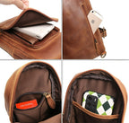 Attache day sling bag, Brown leather