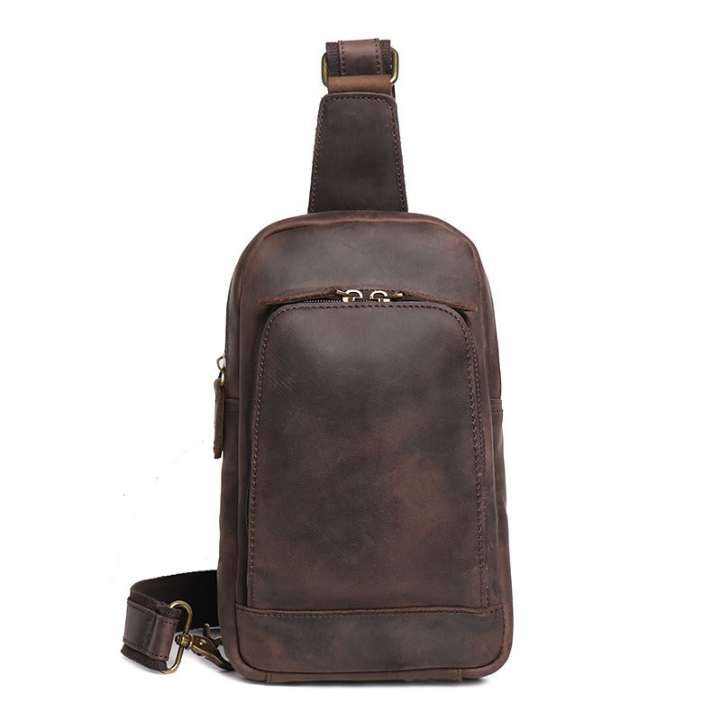 Attache day sling bag, Dark Brown leather