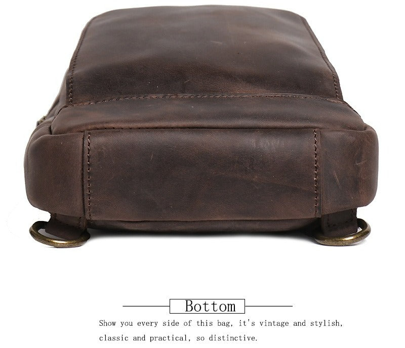 Attache day sling bag, Dark Brown leather