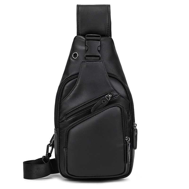 Trailblazer hiking sling bag, Black leather