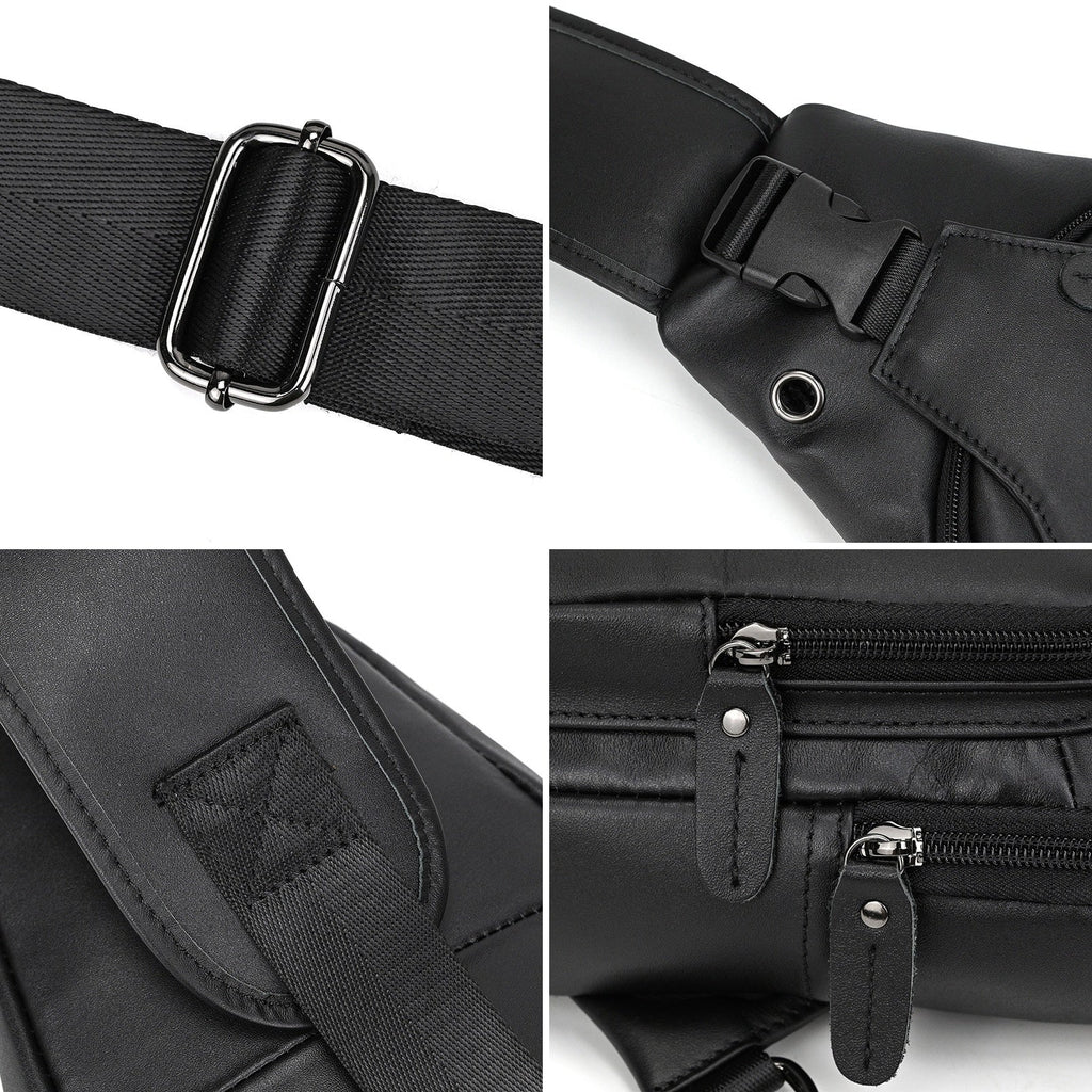 Trailblazer hiking sling bag, Black leather