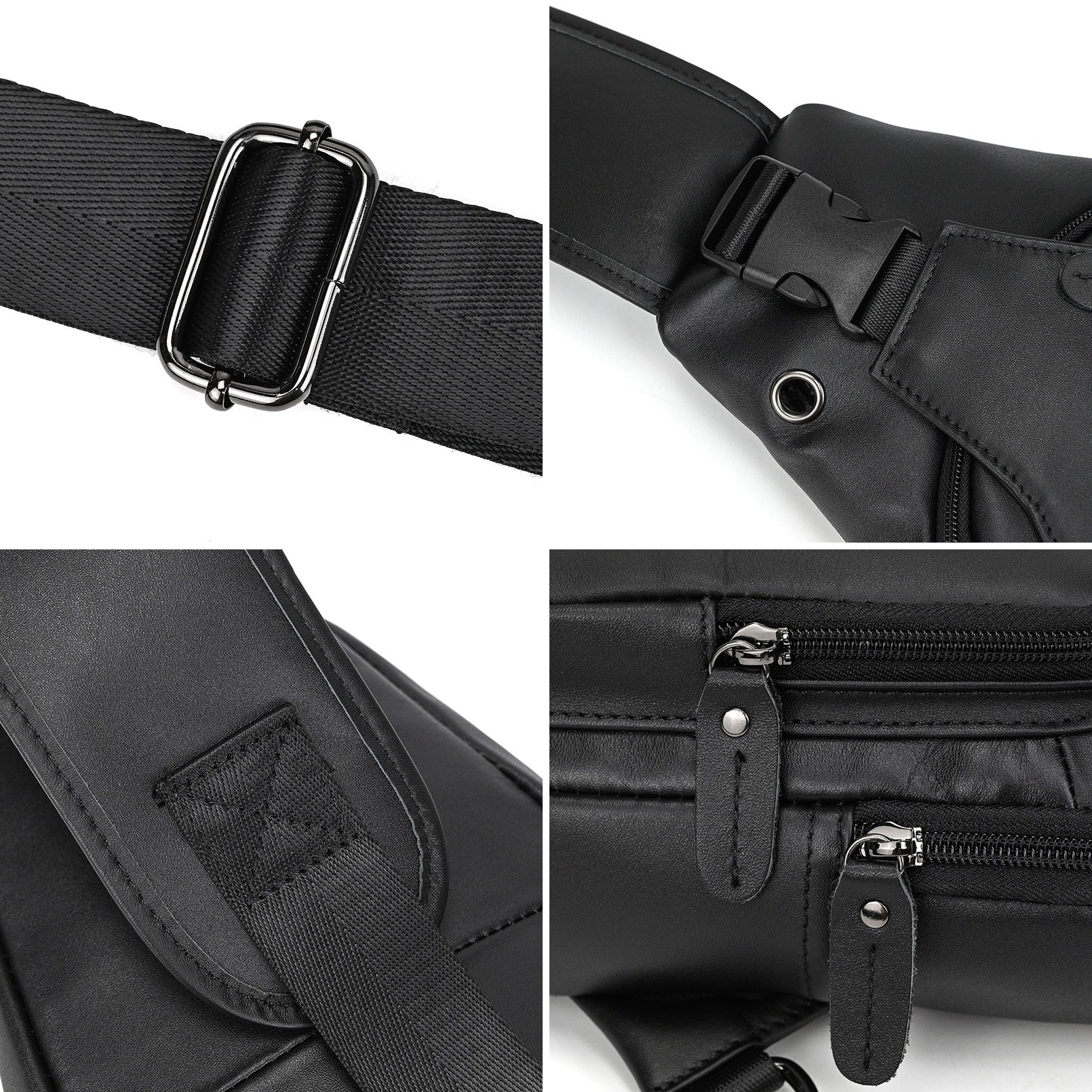 Trailblazer hiking sling bag, Black leather