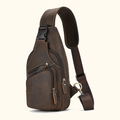 Trailblazer hiking sling bag, Dark Brown leather