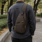 Trailblazer hiking sling bag, Dark Brown leather