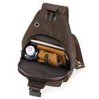 Trailblazer hiking sling bag, Dark Brown leather