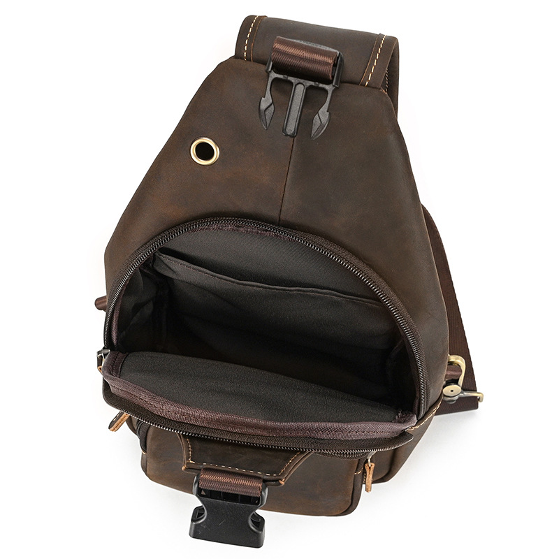 Trailblazer hiking sling bag, Dark Brown leather