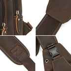 Trailblazer hiking sling bag, Dark Brown leather