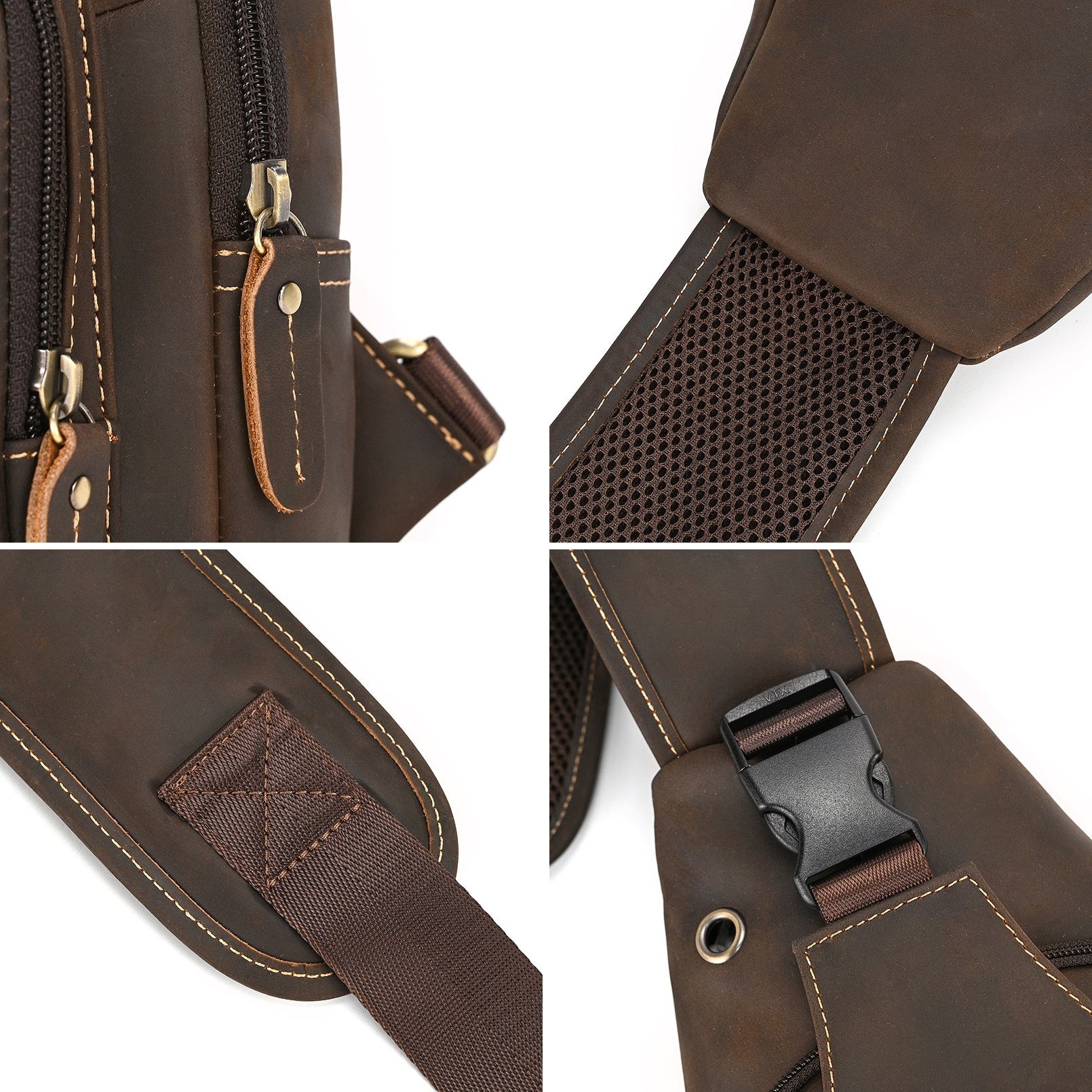 Trailblazer hiking sling bag, Dark Brown leather