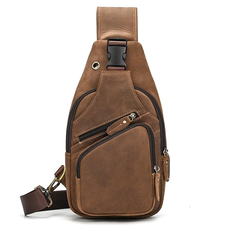 Trailblazer hiking sling bag, Khaki leather