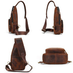 Trailblazer hiking sling bag, Red Brown leather