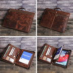 Full-grain leather tablet case with handle, Consul