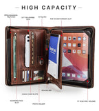 Full-grain leather iPad case with card slot organizer