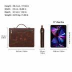 Dark brown leather portfolio case with carry handle