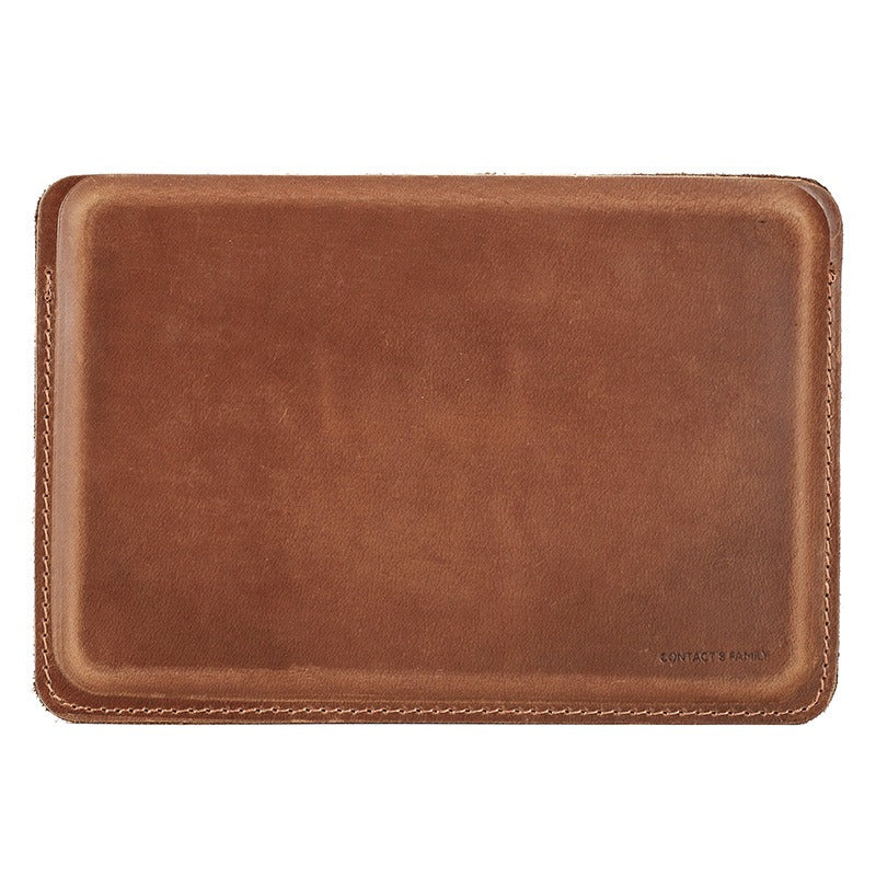 Brown leather iPad mini sleeve, landscape orientation