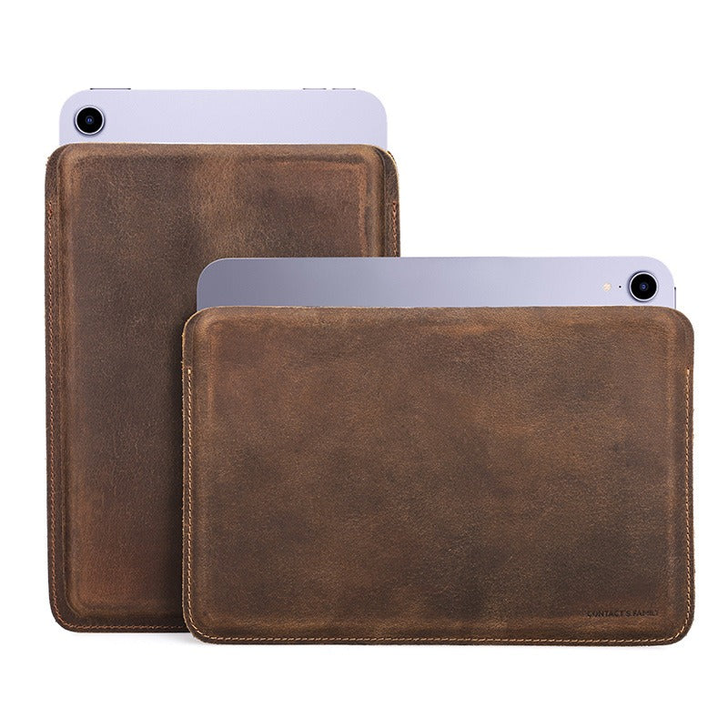 Full-grain leather iPad mini sleeve, no zipper or flap