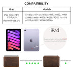 Full-grain leather tablet sleeve, landscape, hand-stitched edges