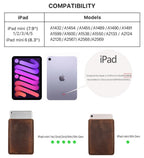 Dark brown leather iPad mini case, open-top design