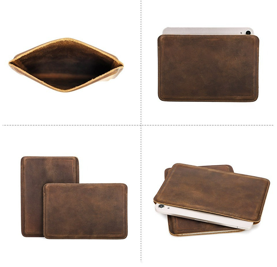 Full-grain leather minimalist sleeve, landscape orientation
