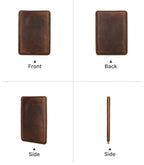 Dark brown leather iPad mini sleeve with friction-fit closure