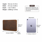 Minimalist full-grain leather iPad mini sleeve, dark brown