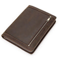 Dark brown leather iPad case, zip-around, full-grain