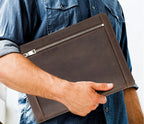 Leather iPad portfolio case with notepad sleeve and pen loops