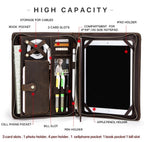 Full-grain leather padfolio with tablet and notepad slots