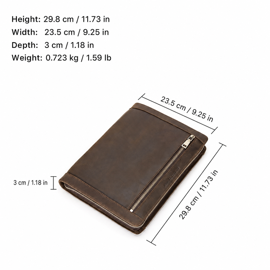 Zip-around leather case for iPad and A5 notepad