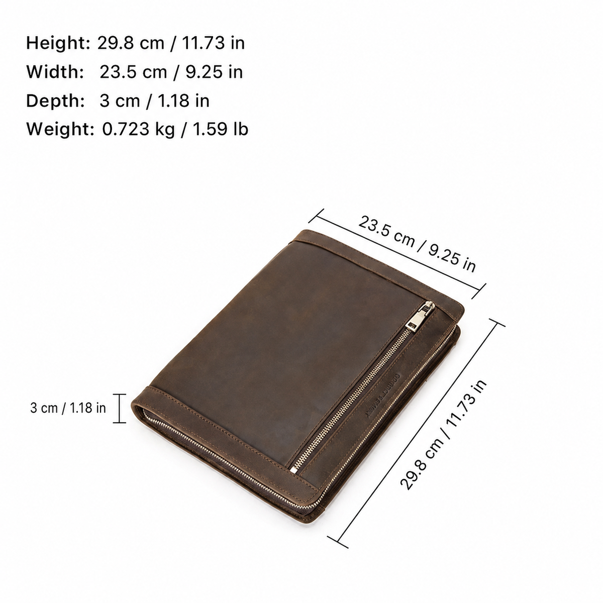 Zip-around leather case for iPad and A5 notepad