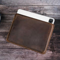 Dark brown leather iPad Pro sleeve, 11 inch, full-grain