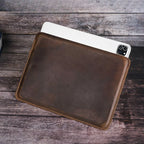 Dark brown leather iPad Pro sleeve, 11 inch, full-grain