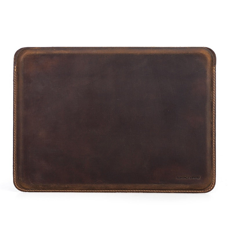 Dark brown leather iPad Pro case with friction-fit closure