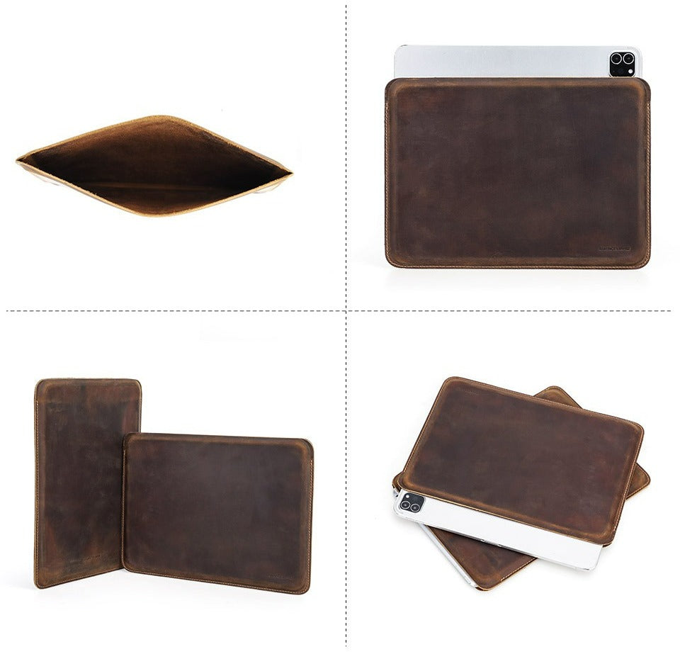 Minimalist full-grain leather sleeve for 11 inch iPad Pro