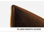 Dark brown leather sleeve for iPad Pro and similar tablets