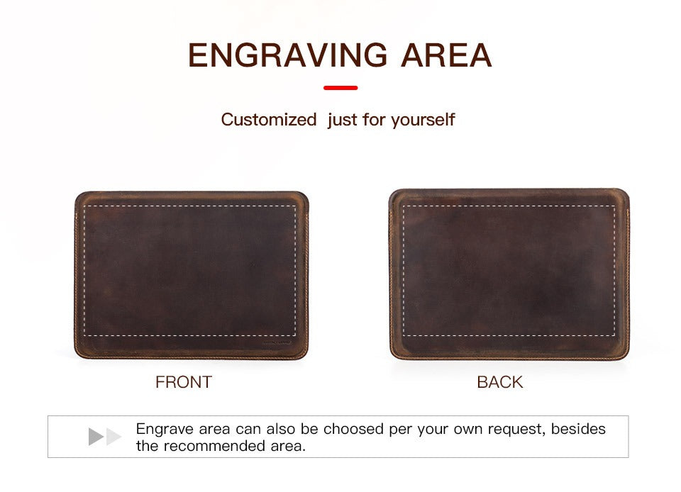 Full-grain leather iPad Pro sleeve, minimalist design